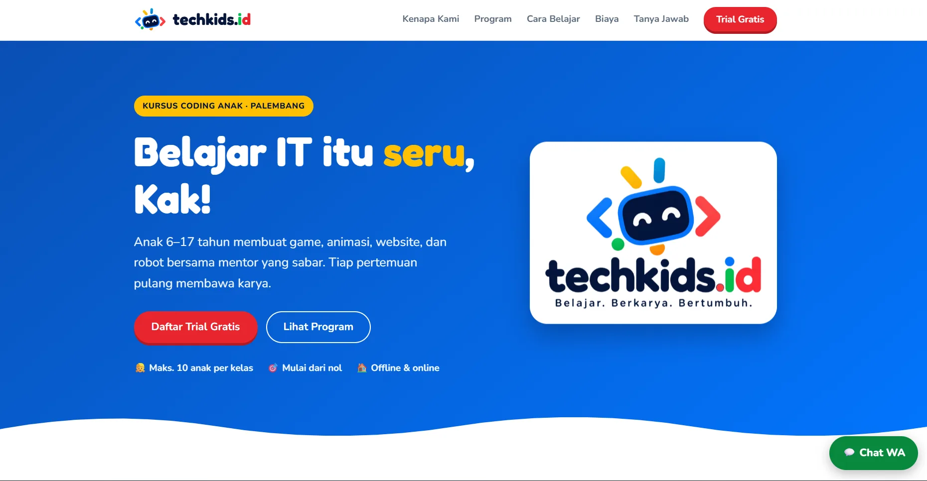 Tangkapan layar situs techkids.id